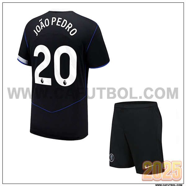 Tercero Camiseta de FC Chelsea JOÃO PEDRO #20 Ninos 2025 2026 Negro