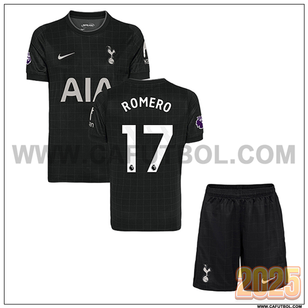 Segunda Camiseta de Tottenham Hotspur ROMERO #17 Ninos 2025 2026 Negro