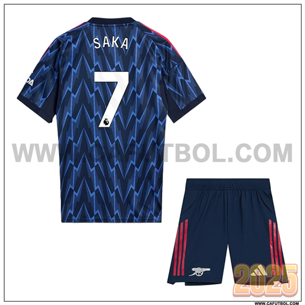 Segunda Camiseta de Arsenal SAKA #7 Ninos 2025 2026 Azul marino