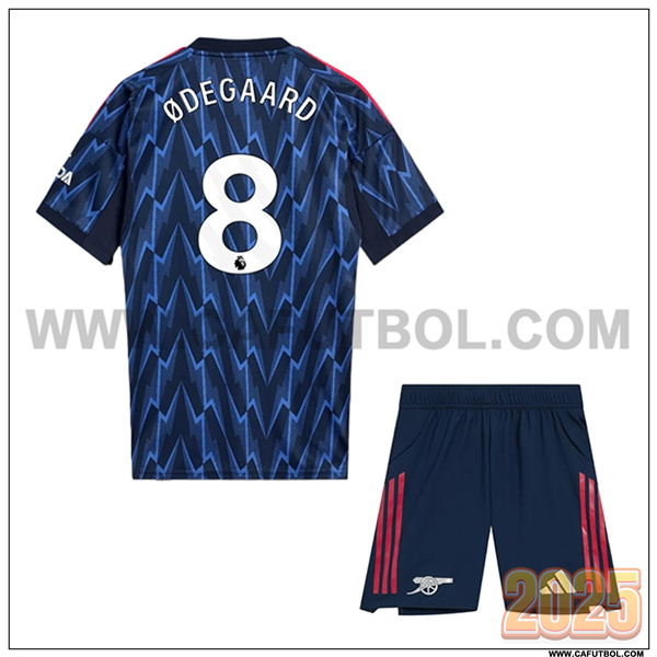Segunda Camiseta de Arsenal ØDEGAARD #8 Ninos 2025 2026 Azul marino
