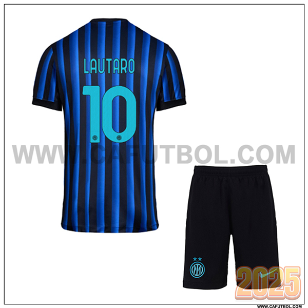 Primera Camiseta de Inter Milan LAUTARO #10 Ninos 2025 2026 Azul/Negro
