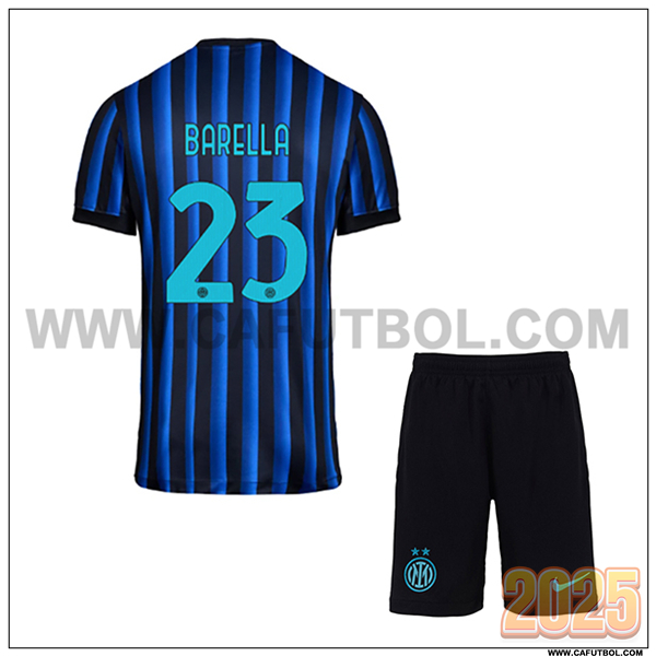 Primera Camiseta de Inter Milan BARELLA #23 Ninos 2025 2026 Azul/Negro