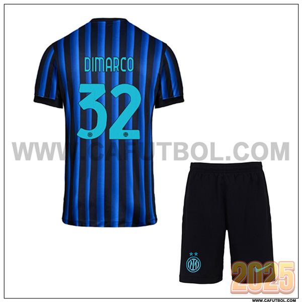 Primera Camiseta de Inter Milan DIMARCO #32 Ninos 2025 2026 Azul/Negro