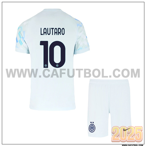Segunda Camiseta de Inter Milan LAUTARO #10 Ninos 2025 2026 Azul Claro