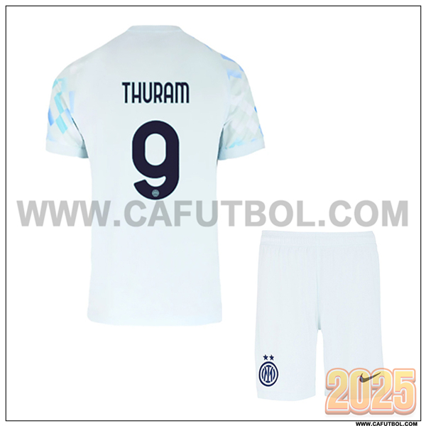 Segunda Camiseta de Inter Milan THURAM #9 Ninos 2025 2026 Azul Claro