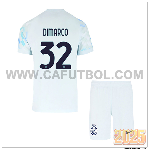 Segunda Camiseta de Inter Milan DIMARCO #32 Ninos 2025 2026 Azul Claro