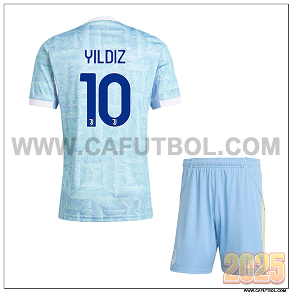 Segunda Camiseta de Juventus YILDIZ #10 Ninos 2025 2026 Azul