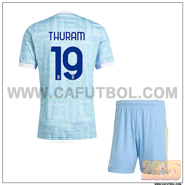 Segunda Camiseta de Juventus THURAM #19 Ninos 2025 2026 Azul