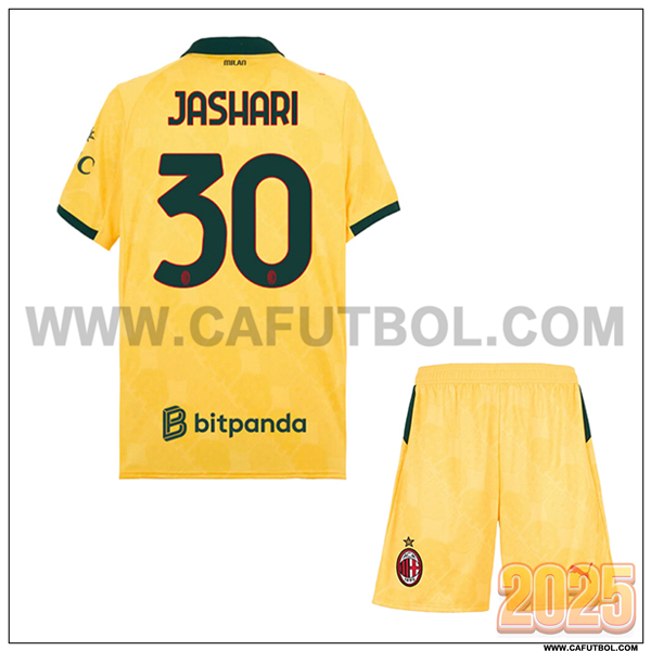 Tercero Camiseta de AC Milan JASHARI #30 Ninos 2025 2026 AMARILLO