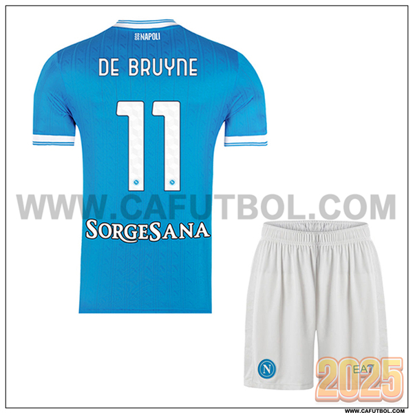 Primera Camiseta de SSC Naples DE BRUYNE #11 Ninos 2025 2026 Azul