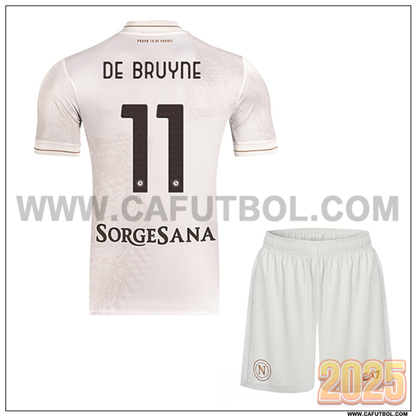 Segunda Camiseta de SSC Naples DE BRUYNE #11 Ninos 2025 2026 Blanco