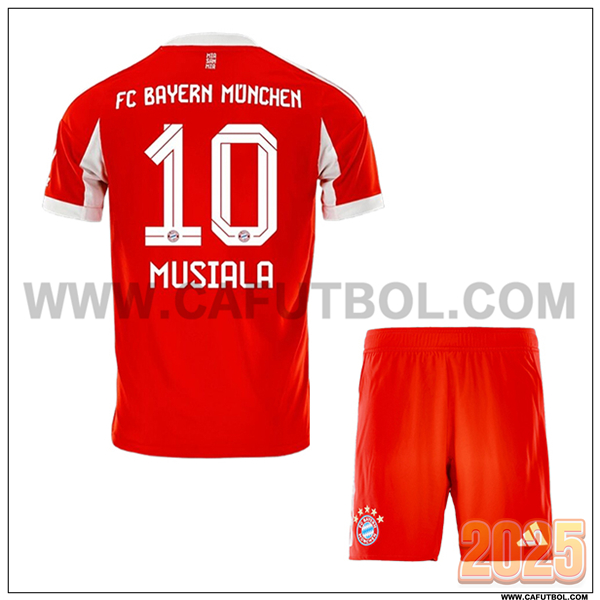 Primera Camiseta de Bayern Munich MUSIALA #10 Ninos 2025 2026 Rojo