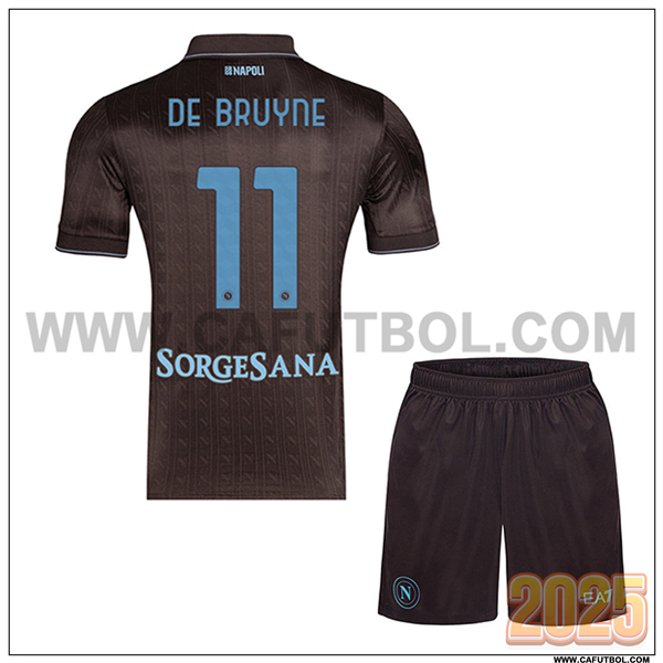 Tercero Camiseta de SSC Naples DE BRUYNE #11 Ninos 2025 2026 Negro