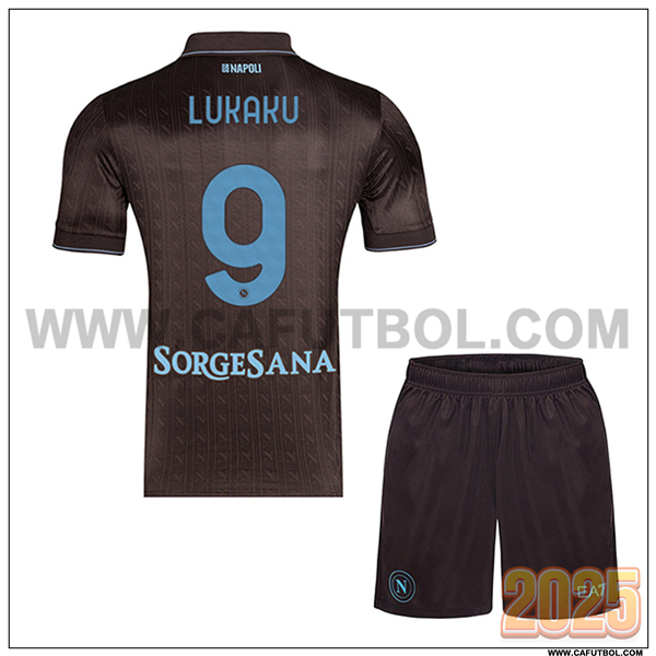 Tercero Camiseta de SSC Naples LUKAKU #9 Ninos 2025 2026 Negro