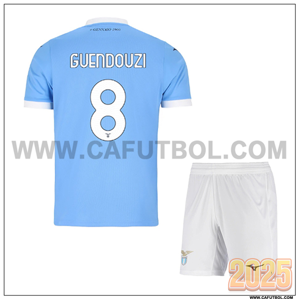 Primera Camiseta de SS Lazio GUENDOUZI #8 Ninos 2025 2026 Azul Cielo