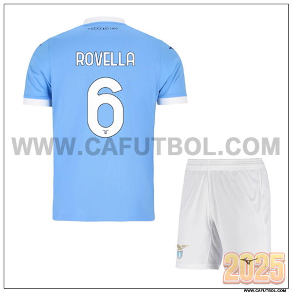 Primera Camiseta de SS Lazio ROVELLA #6 Ninos 2025 2026 Azul Cielo