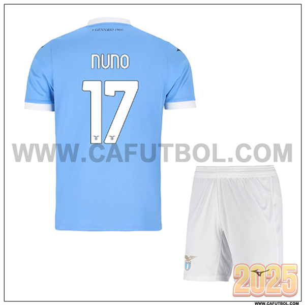 Primera Camiseta de SS Lazio NUNO #17 Ninos 2025 2026 Azul Cielo