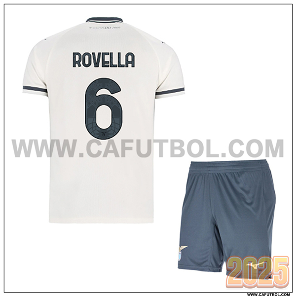 Segunda Camiseta de SS Lazio ROVELLA #6 Ninos 2025 2026 Blanco