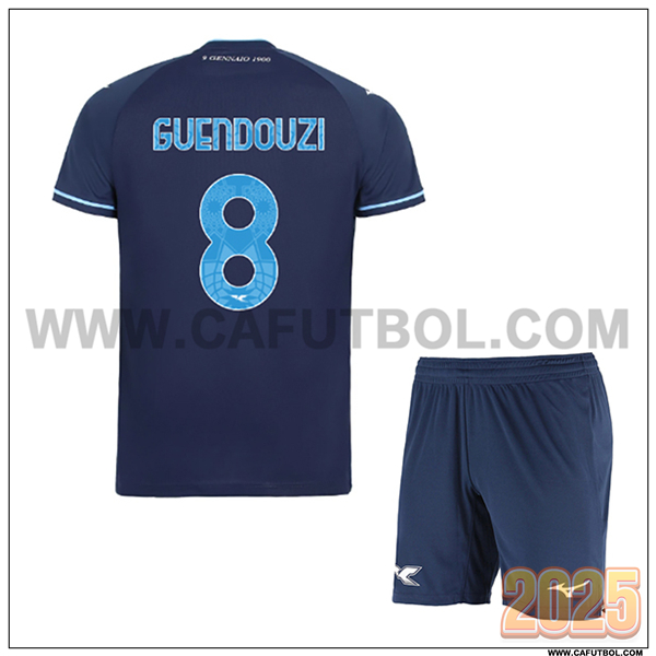 Tercero Camiseta de SS Lazio GUENDOUZI #8 Ninos 2025 2026 Azul marino