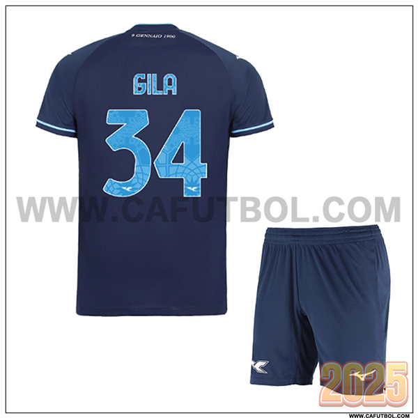 Tercero Camiseta de SS Lazio GILA #34 Ninos 2025 2026 Azul marino