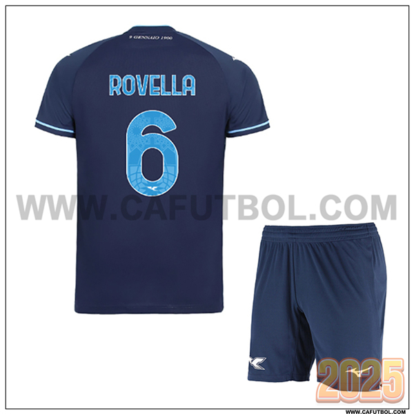 Tercero Camiseta de SS Lazio ROVELLA #6 Ninos 2025 2026 Azul marino