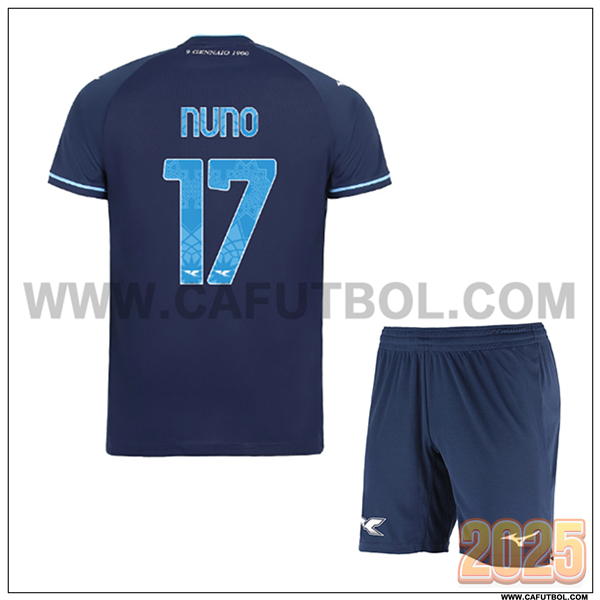 Tercero Camiseta de SS Lazio NUNO #17 Ninos 2025 2026 Azul marino