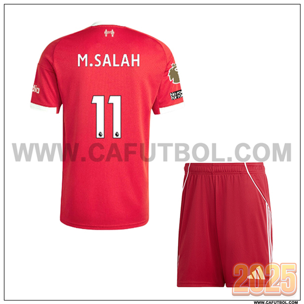 Primera Camiseta de FC Liverpool M.SALAH #11 Ninos 2025 2026 Rojo