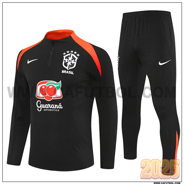Chandal de Futbol Brasil Negro/Naranja 2025 2026