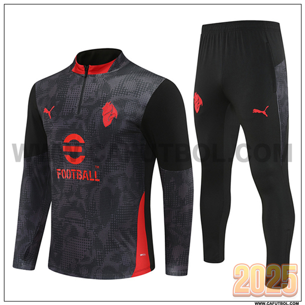 Chandal de Futbol AC Milan Gris/Negro/Rojo 2025 2026