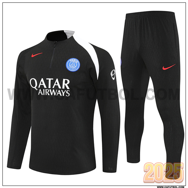 Chandal de Futbol PSG Negro/Blanco 2025 2026