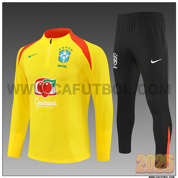 Chandal de Futbol Brasil Ninos Amarillo/Naranja 2025 2026