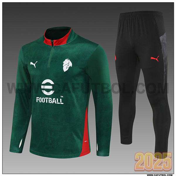 Chandal de Futbol AC Milan Ninos Verde/Rojo 2025 2026