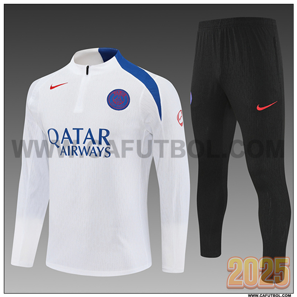 Chandal de Futbol PSG Ninos Blanco/Azul 2025 2026