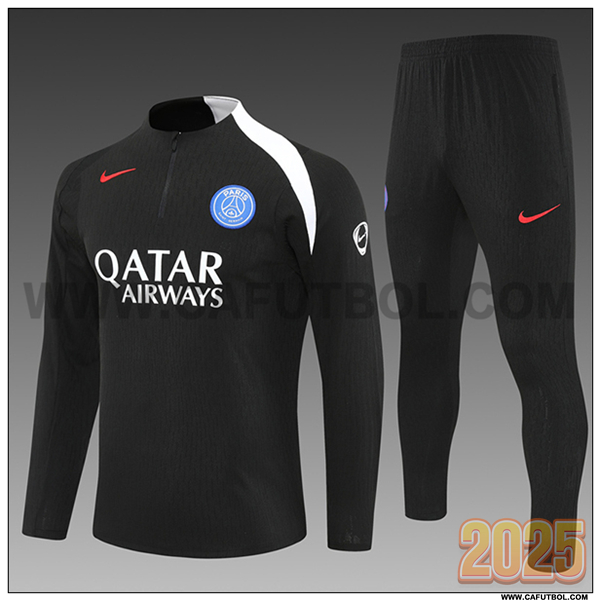 Chandal de Futbol PSG Ninos Negro/Blanco 2025 2026
