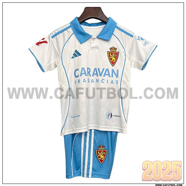 Nuevo Camiseta de Zaragoza Primera Ninos 2025 2026 Blanco/Azul