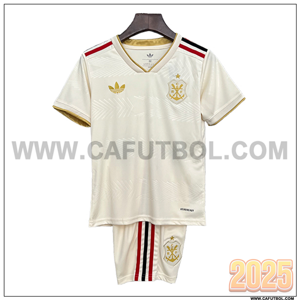 Nuevo Camiseta de Flamengo Tercero Ninos 2025 2026 Beige