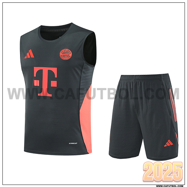 Camiseta Entrenamiento sin mangas Bayern Munich Gris/Naranja 2025 2026 -02