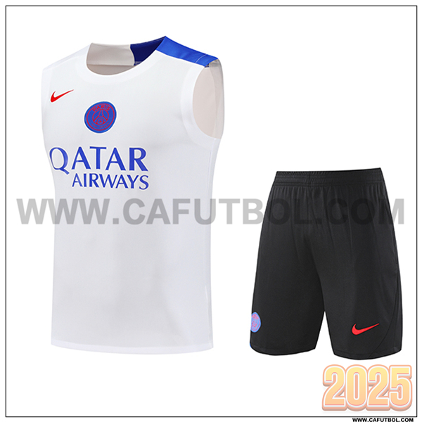 Camiseta Entrenamiento sin mangas PSG Blanco/Azul 2025 2026