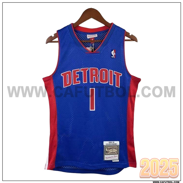 Camisetas NBA Detroit Pistons (IVERSON #1) 2025/26 Azul/Rojo