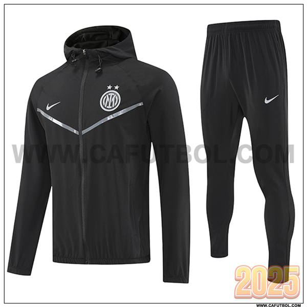 Chaqueta Con Capucha Chandal Rompevientos Inter Milan Negro 2025 2026