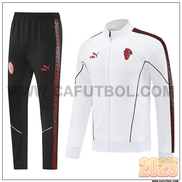 Chandal Chaquetas Futbol AC Milan Blanco/Negro/Rojo 2025 2026