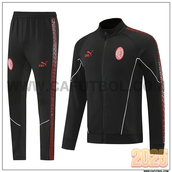 Chandal Chaquetas Futbol AC Milan Negro/Rojo 2025 2026