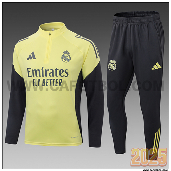Chandal de Futbol Real Madrid Ninos Amarillo/Negro 2025 2026