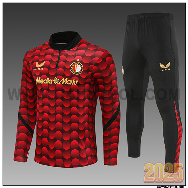 Chandal de Futbol Feyenoord Ninos Rojo/Negro 2025 2026