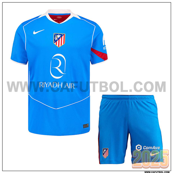 Nuevo Camiseta de Atletico Madrid Tercero Ninos 2025 2026 Azul