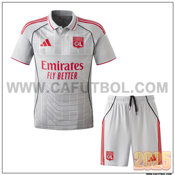 Nuevo Camiseta de Lyon OL Tercero Ninos 2025 2026 Blanco