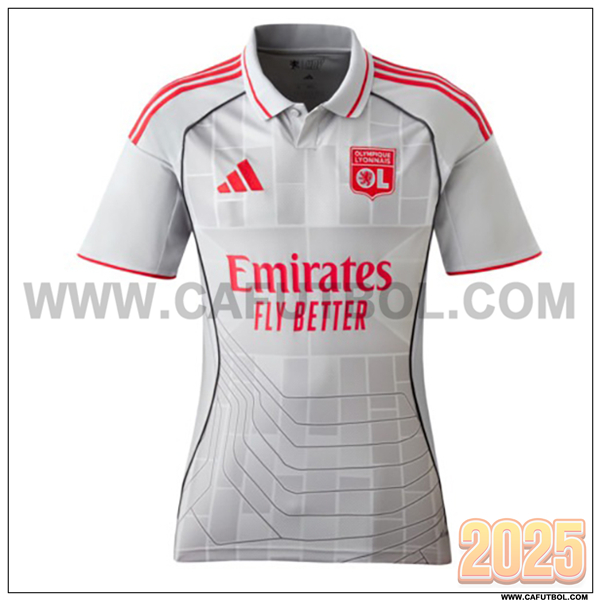 Nuevo Camiseta de Lyon OL Tercero Mujer 2025 2026 Gris