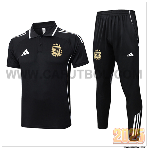 Camiseta Polo Argentina Negro/Blanco 2025 2026