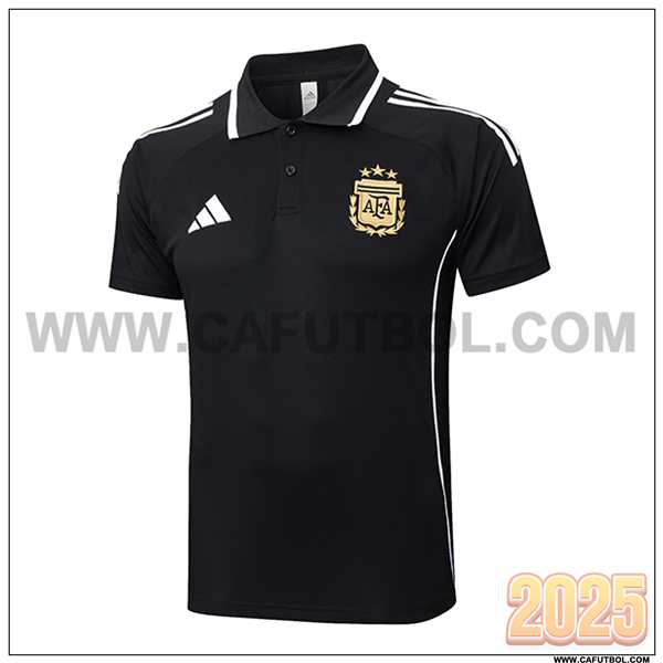 Camiseta Polo Argentina Negro/Blanco 2025 2026