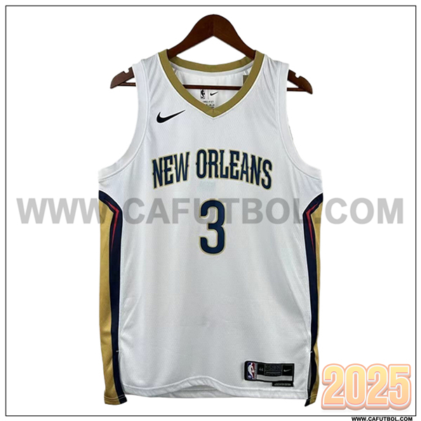 Camisetas NBA New Orleans Pelicans (POOLE #3) 2025/26 Blanco/Amarillo